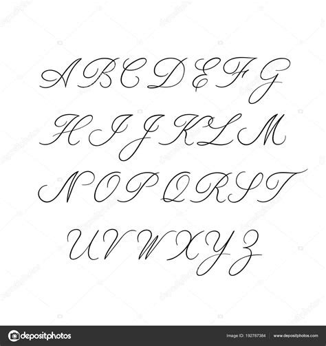 Alfabeto caligráfico Fonte de escova manuscrita decorativa Letras