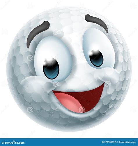 Golf Ball Emoticon Gesicht Emoji Cartoon Ikone Vektor Abbildung