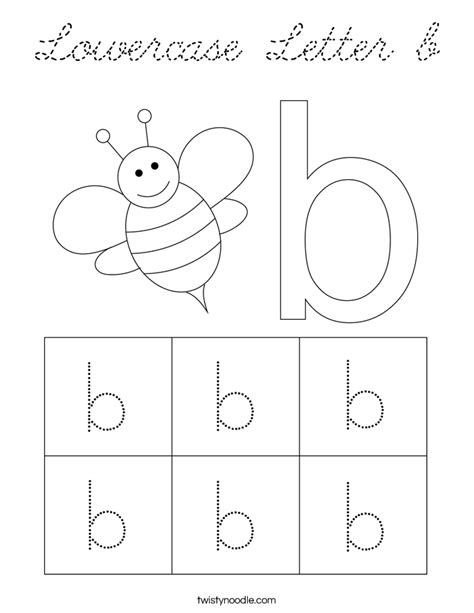 Lowercase Letter B Coloring Page Cursive Twisty Noodle