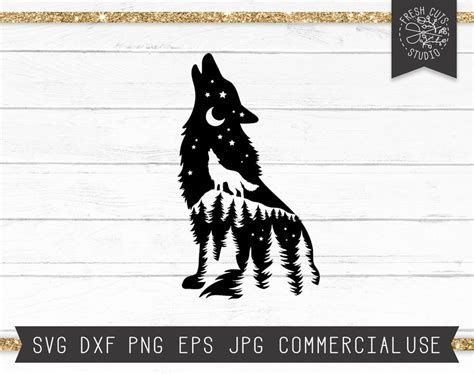 Howling Wolf Svg Silhouette Cut Out Design Mountain Wolf Svg Etsy