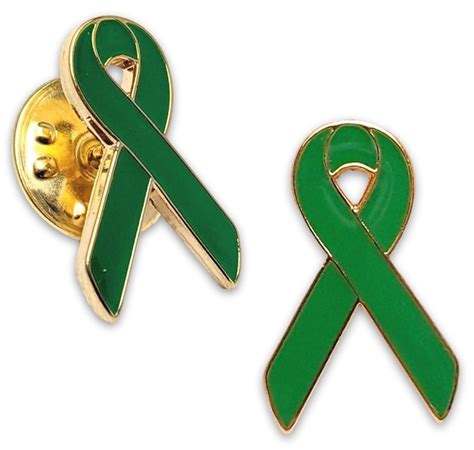 Green Ribbon Pin Environmental Awareness Custom