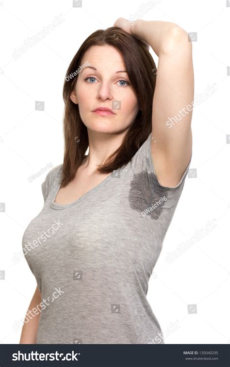 Woman Sweating Very Badly Under Armpit Stock Photo 135040295 Shutterstock