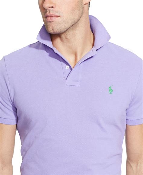 Polo Ralph Lauren Custom Fit Mesh Polo Shirt In Purple For Men Lyst
