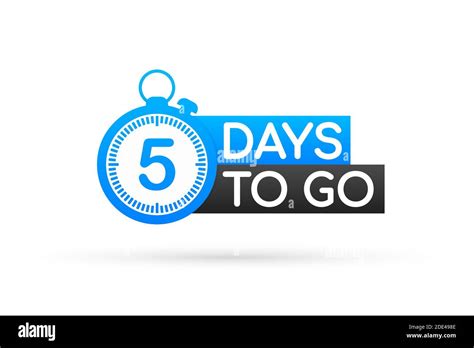 Five Days To Go Badges Or Flat Design Vector Stock Illustration Stock