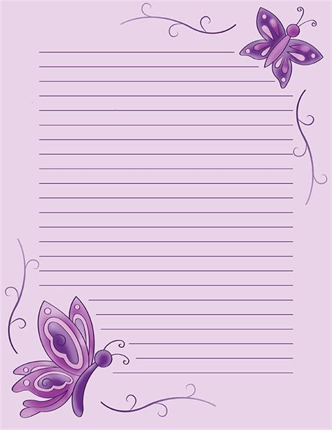 Free Printable Purple Butterfly Stationery In  And Pdf Formats The