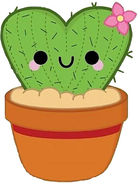 Download Cactus Flower Plant Kawaii Cute Tumblr Freetoedit Png Cute