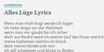 "ALLES LÜGE" LYRICS by LACRIMOSA: Wenn man mich fragt...