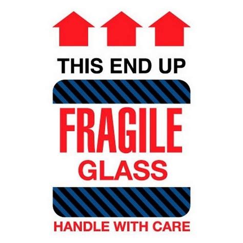 6 X 4 Fragile Glass This End Up Labels 500 Per Roll