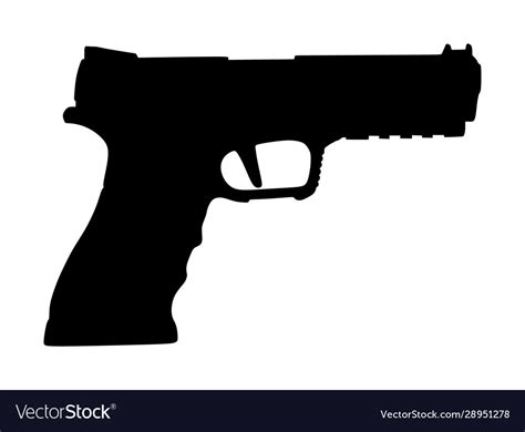 Pistol Gun Icon Silhouette Isolated On White Vector Image