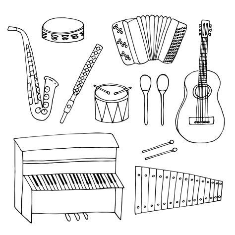 Premium Vector Musical Instruments Set Vector Illustration Hand