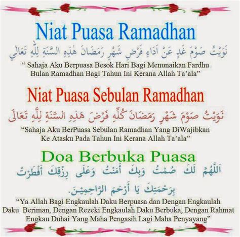 Niat Puasa Dibulan Ramadhan Niat Sahur Dan Doa Berbuka Puasa
