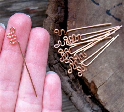 20g Headpin Copper Eye Pins Set 10 Artisan Head Pins Zig Zag Etsy