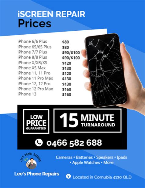 Iphone Repair Prices Flyer Template Postermywall