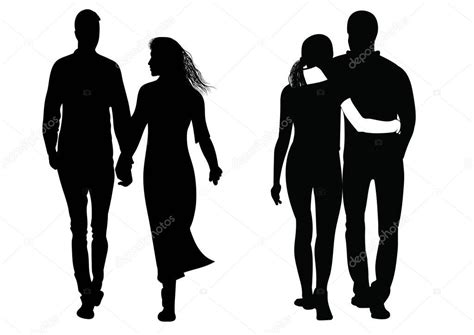 silhouette of a couple walking next to each other — stock vector © dobrydnev 158342500