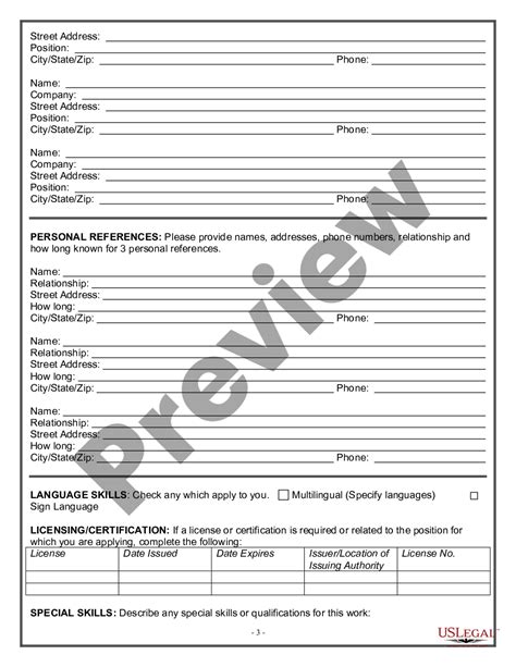 Arizona Employment Application For Bartender Bartender Application