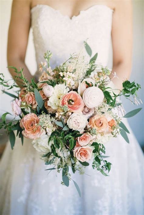 Coral And Pink Wedding Bouquet Inspiration Peach Wedding Flowers