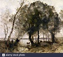 Il lago di Jean-Baptiste-Camille Corot (1796-1875), olio su tela, 1861 ...