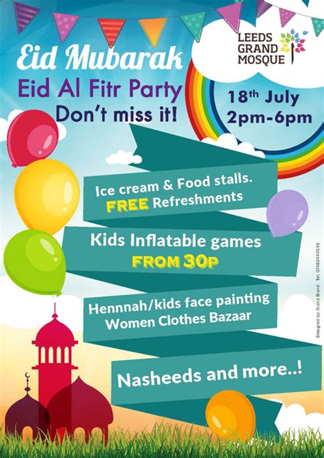 Eid Al Fitr Party At Lgm 18th July 2pm 6pm Leeds Grand Mosque