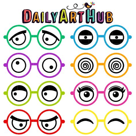 Funny Eyes In Glasses Clip Art Set Daily Art Hub Free Clip Art Everyday