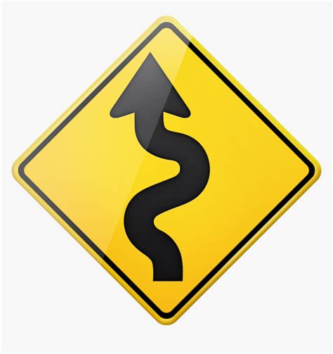 Yellow Square Winding Road Sign