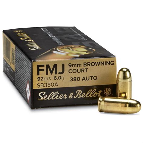 Sellier And Bellot 380 Acp Fmj 92 Grain 50 Rounds 85646 380 Acp