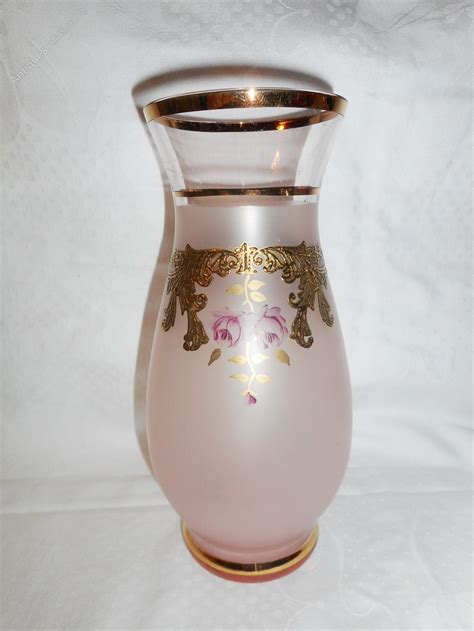 Antiques Atlas Bohemian Pink Frosted Glass Vase With Gilt Decorat
