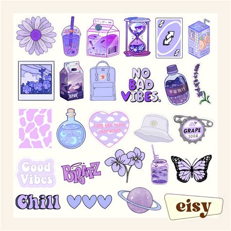 Eisy 25pcs Aesthetic Purple Sticker Pack Shopee Philippines