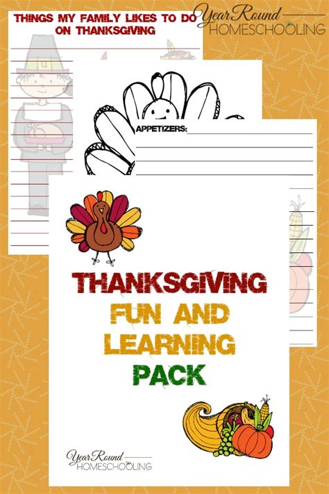 Thanksgiving Fun Learning Pack Year Round Homeschooling