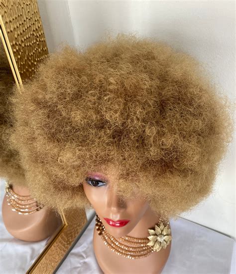 10 inches full honey blonde afro kinky bulk 4c hair wig for etsy