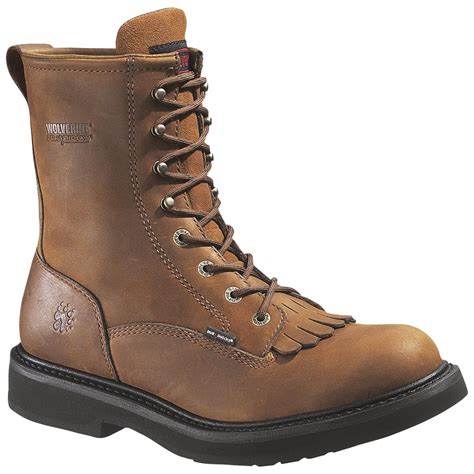 8 Wolverine® Durashocks® Outside Heel Steel Toe Eh Kiltie Lacer Boots
