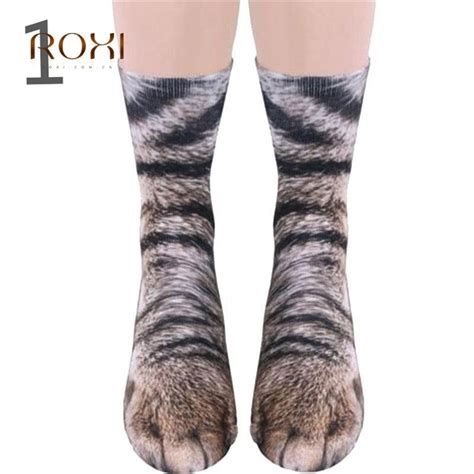 Choose from stripes, gray, black or yellow kitty paws. Aliexpress.com : Buy Adult Unisex Animal Paw Crew Socks 3D ...