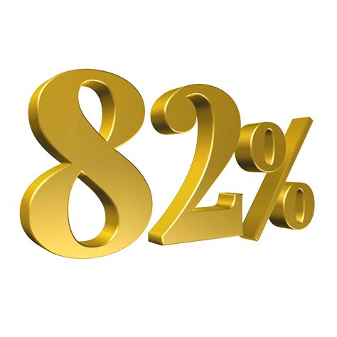 Free 82 Percent Gold Number Eighty Two 3d Rendering 8506439 Png With