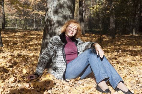 portrait of a mature woman in an autumn forest stock image image of natural nature 116708163