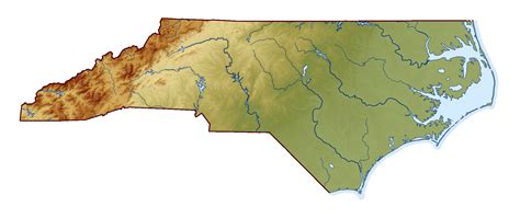 Large Relief Map Of North Carolina State North Carolina State Usa