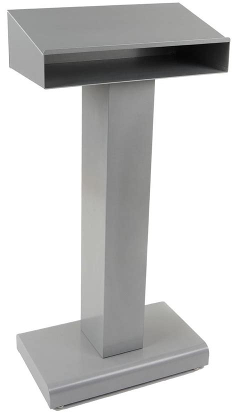 Closed Front Silver Steel Podium Has 1 Shelf Office Carts Lectern