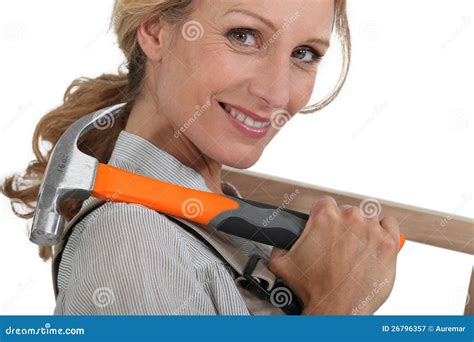 Woman With Hammer Royalty Free Stock Photography Image