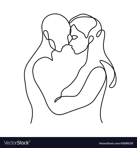 Romance Couple Line Art In One Line Drawing Vector Image
