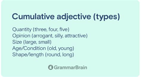 Understanding Cumulative Adjectives Grammar Examples Definition