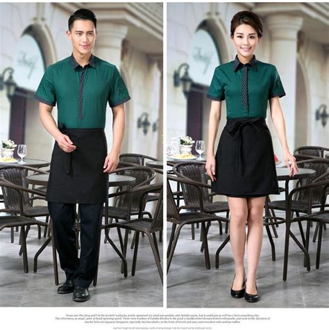 White Black Collar Summer Restaurant Wait Staff Shirt Uniform