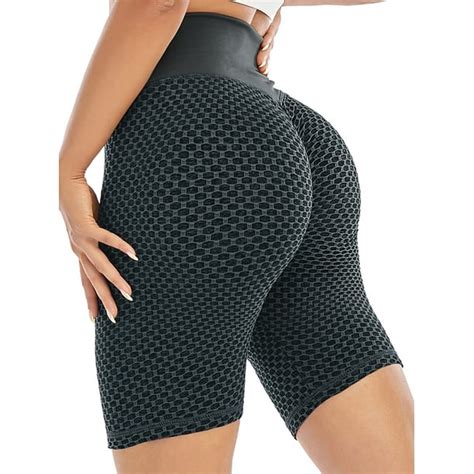 Dodoing Womens High Waistband Luxury Scrunch Butt Lifting Biker Short