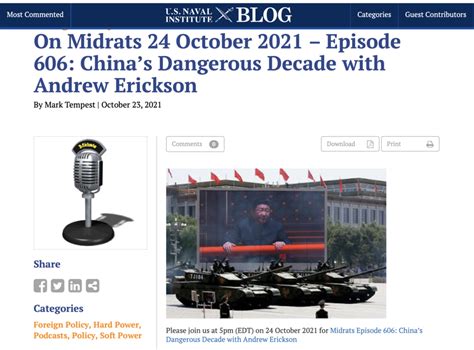 Honored To Speak On Midrats Today—5 Pm Edt— Episode 606 Chinas