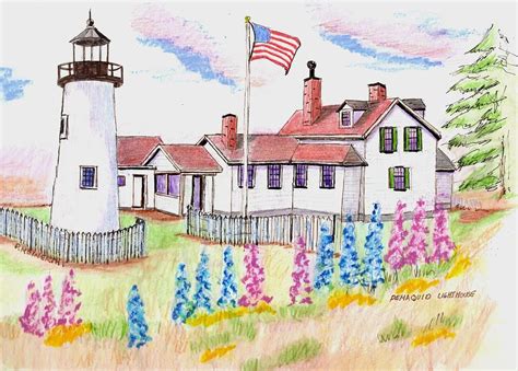 Pemaquid Lighthouse Drawing By Paul Meinerth