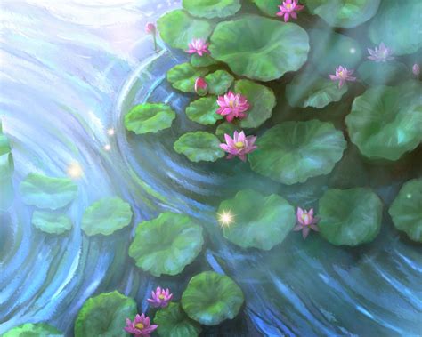 Anime Lotus Pond Wallpaper Free Paintings Pinterest Lotus