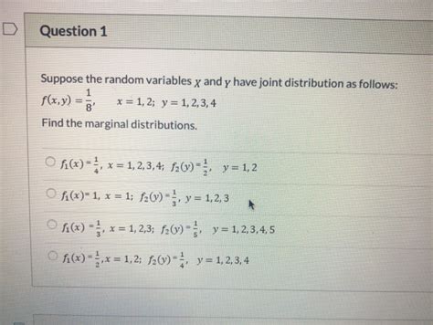 Solved Question Suppose The Random Variables X And Y Have Chegg