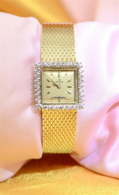 Fake Quality Rolex Vintage Ladies Rolex 14k Yellow Gold Watch W Diamonds