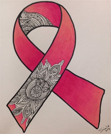 Breast Cancer Ribbon Drawing At Explore Collection