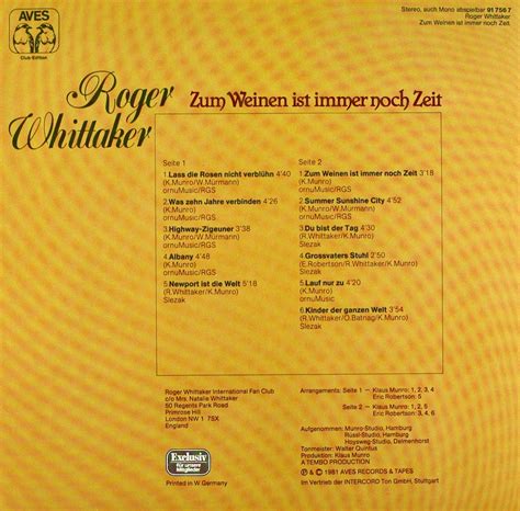 Roger Whittaker Zum Weinen Ist Immer Noch Zeit Bertelsmann Vinyl