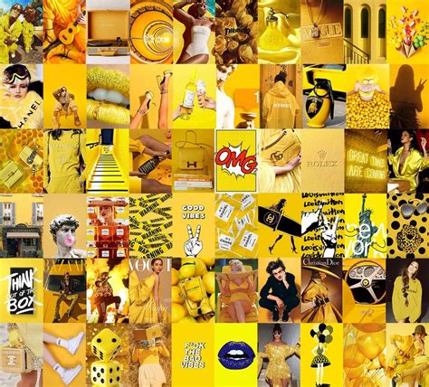 Boujee Yellow Aesthetic Wall Collage Kit Yellow Aesthetics Etsy Polska