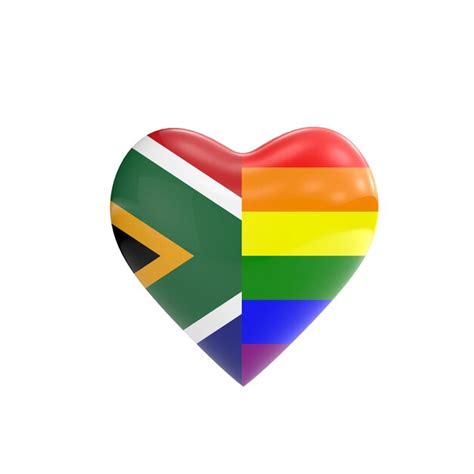 premium photo south africa flag and gay lgbt rainbow flag heart shape gay rights concept 3d