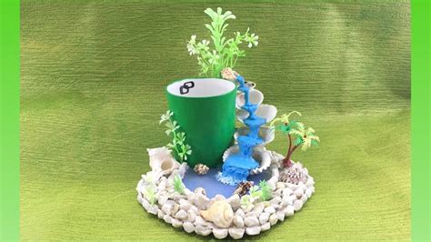 Diy Hot Glue Waterfall With Broken Cup Miniature Craft Pen Stand Lets Make Art Youtube